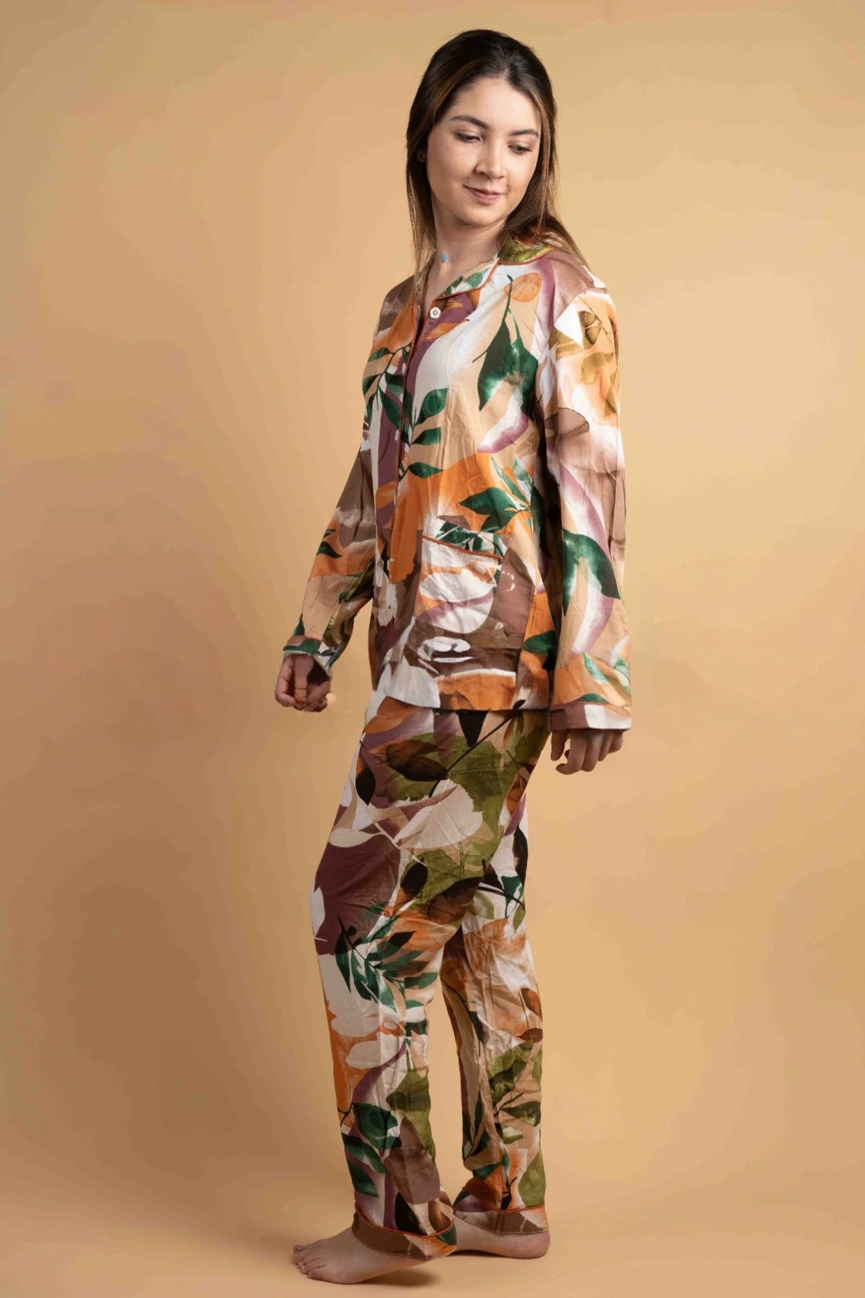 Pijama Flores Naranja