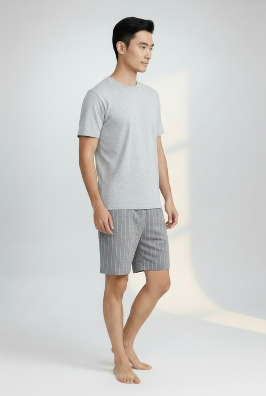 Set Lounge Corto Gris Rayas